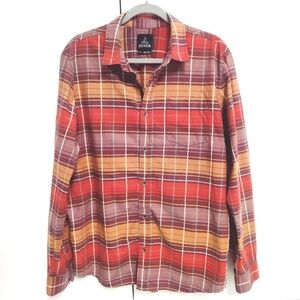 Prana Button Up Plaid Long Sleeve Shirt Men's Size Large
